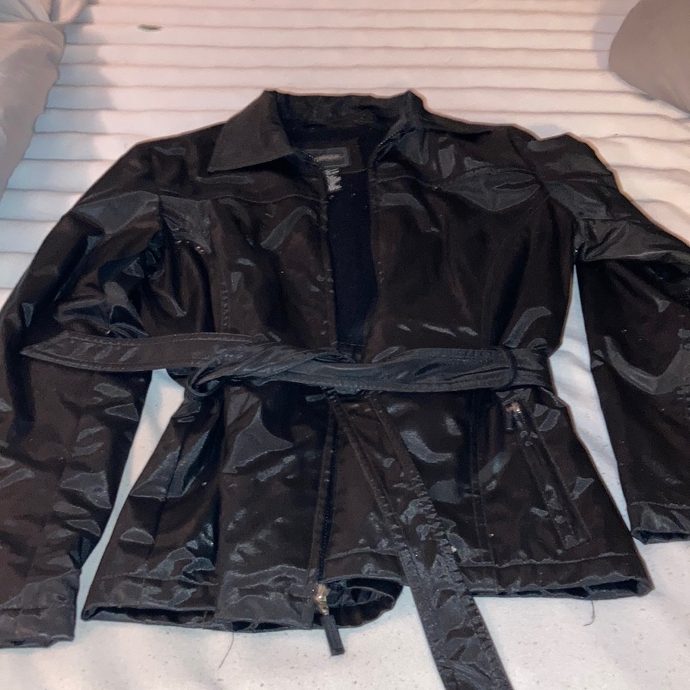 Rain coat with warm liner and it zips and ties!